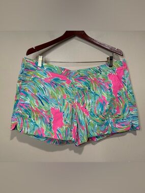 Lilly Pulitzer Pink Multicolor Palm-Print Cotton Shorts